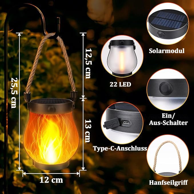 🔥Letzter Tag 50% RABATT- Tanzende Flammen Solarlaterne für den Außenbereich✨