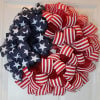 🏵100% Handmade Star Spangled Banner Ribbon Patriotic Wreath(𝐌𝐚𝐫𝐢𝐚𝐧𝐚 𝐒𝐦𝐢𝐭𝐡 𝐇𝐚𝐧𝐝𝐦𝐚𝐝𝐞®)