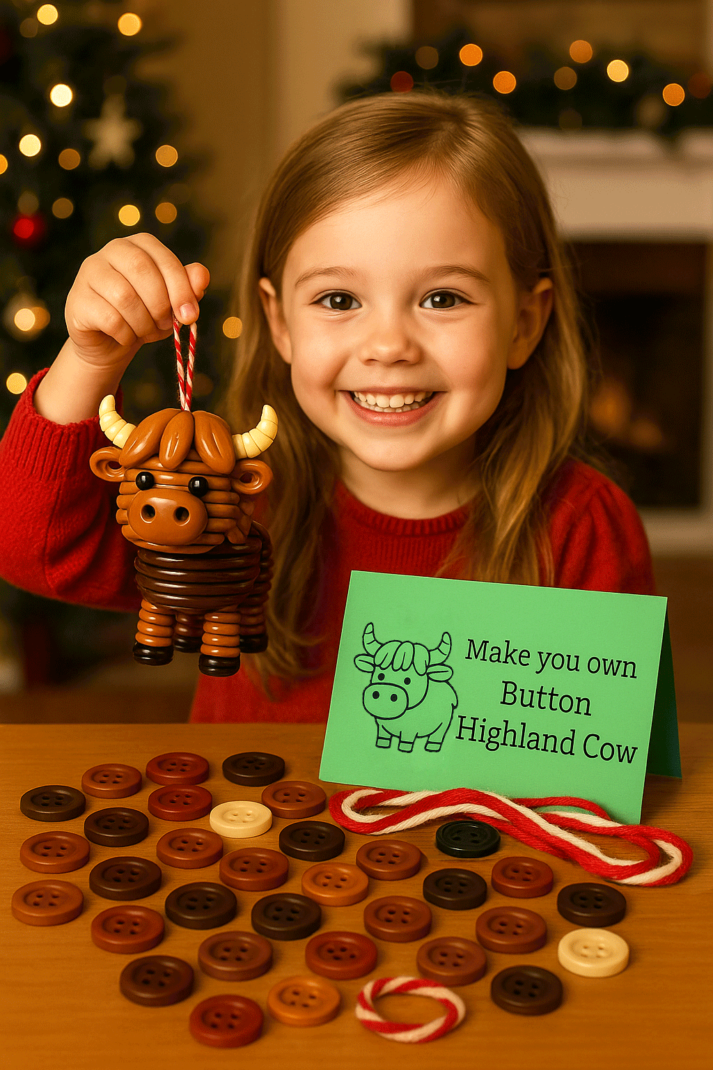 DIY Highland Cow Button Ornament