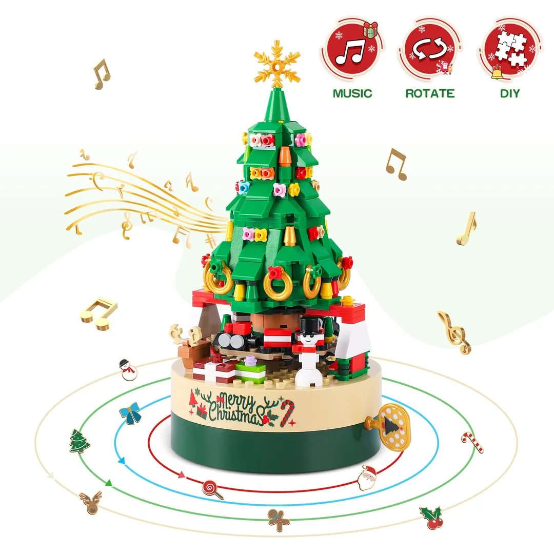 🎄Christmas Sale 49% Off- Christmas tree music box built with 361 building blocks🔥free shipping