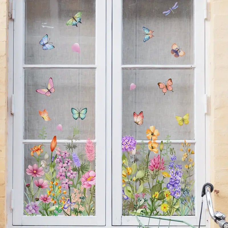 ✨LAST DAY: 70% OFF! - 💐 Colorful Floral Bouquet Window Sticker 🖼️ (Removable without leaving marks)