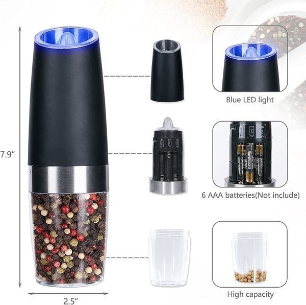 (🎄EARLY CHRISTMAS SALE - 50% OFF) 🎁Automatic Electric Gravity Induction Salt and Pepper Grinder