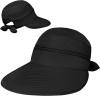 SUN CUBE Women Sun Hat for Outdoor UV Protection, Wide Brim Sun Hat Ponytail, Convertible Zip-Off Beach Hat Visor