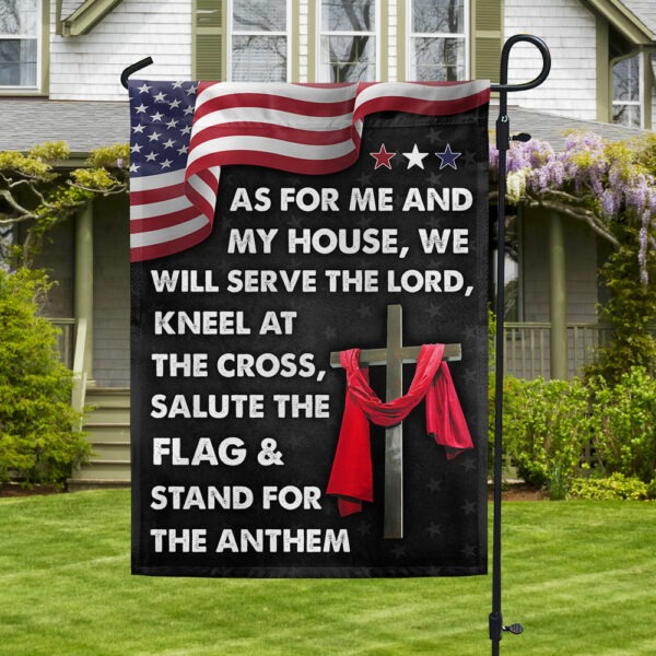 Jesus Cross American Flag As For Me And My House We Will Serve The Lord Flag