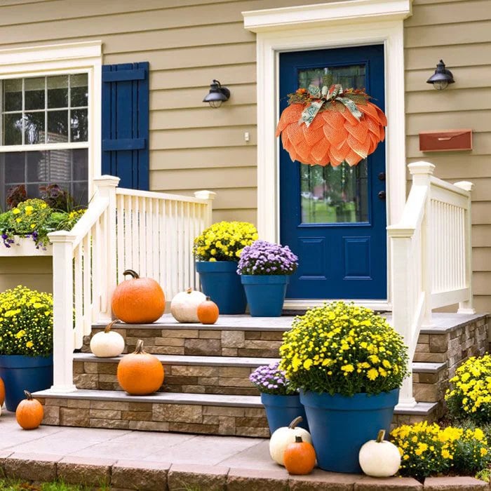 🔥Halloween Sale 49% OFF 🍁 Farmhouse Pumpkin Wreath For Front Door