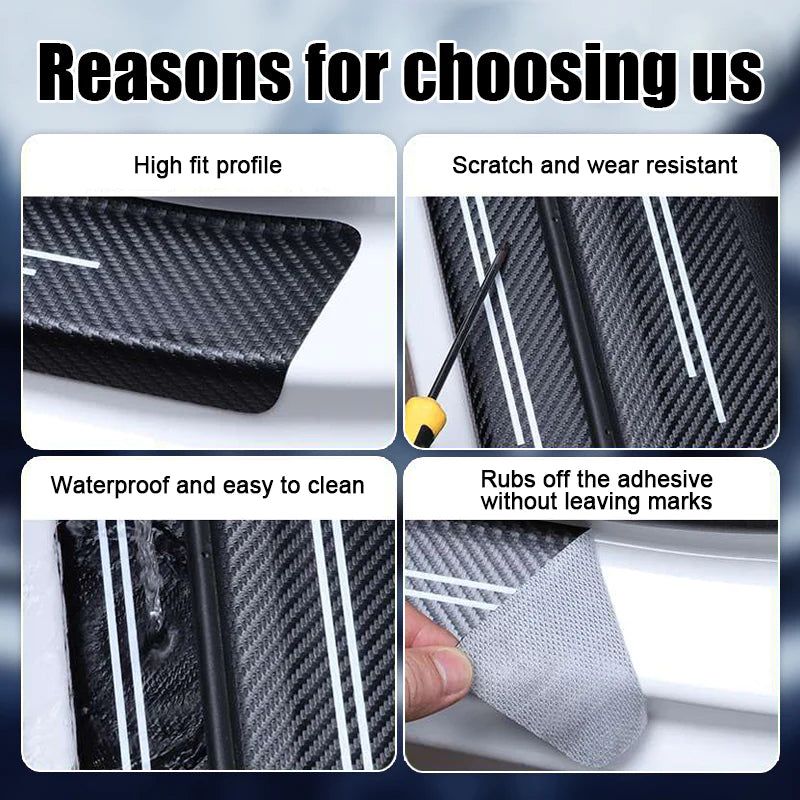 Tiktok Summer Sale🎉Car Carbon Fiber Leather Door Sill Strips（4PCS）