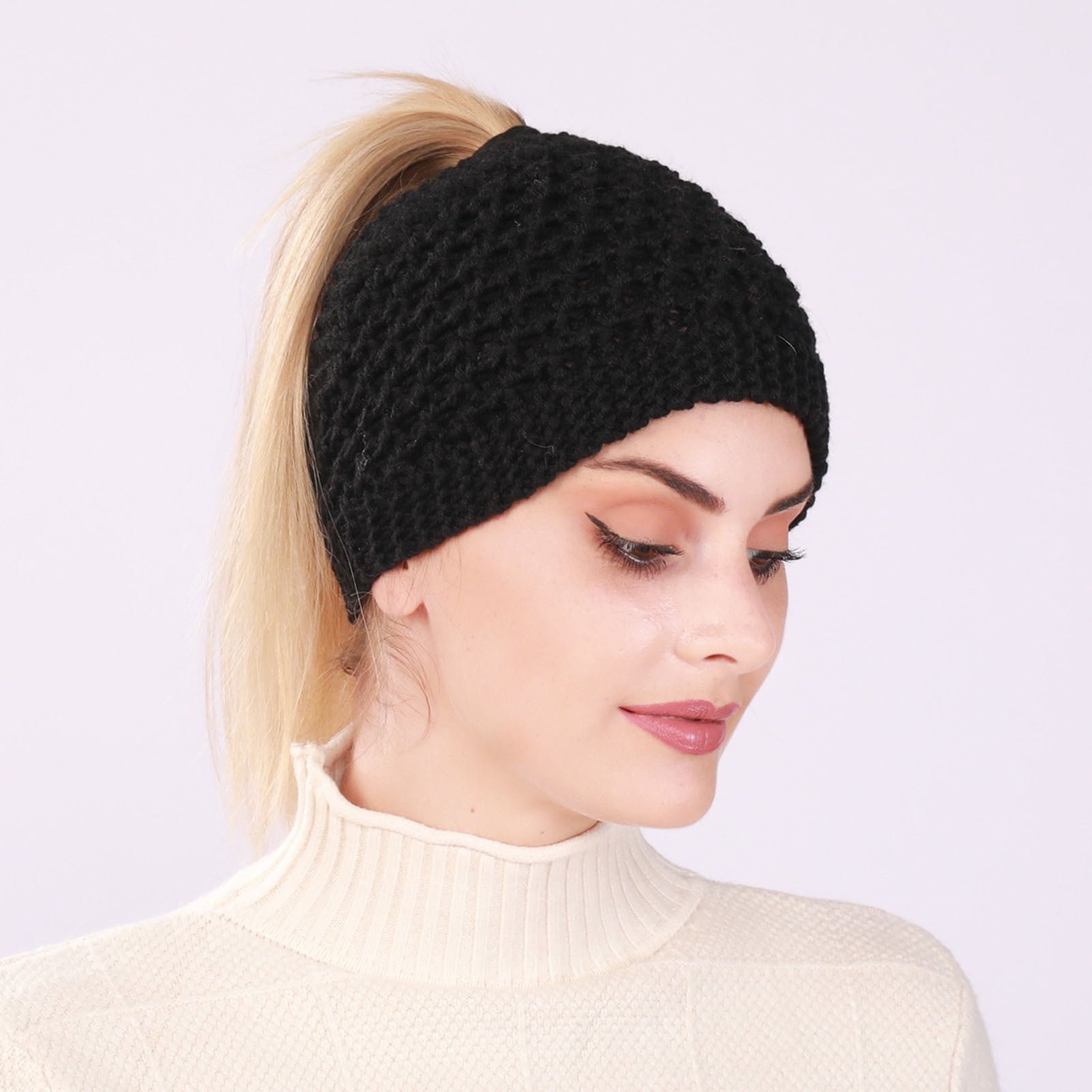 Hollow Out Ponytail Women Beanie