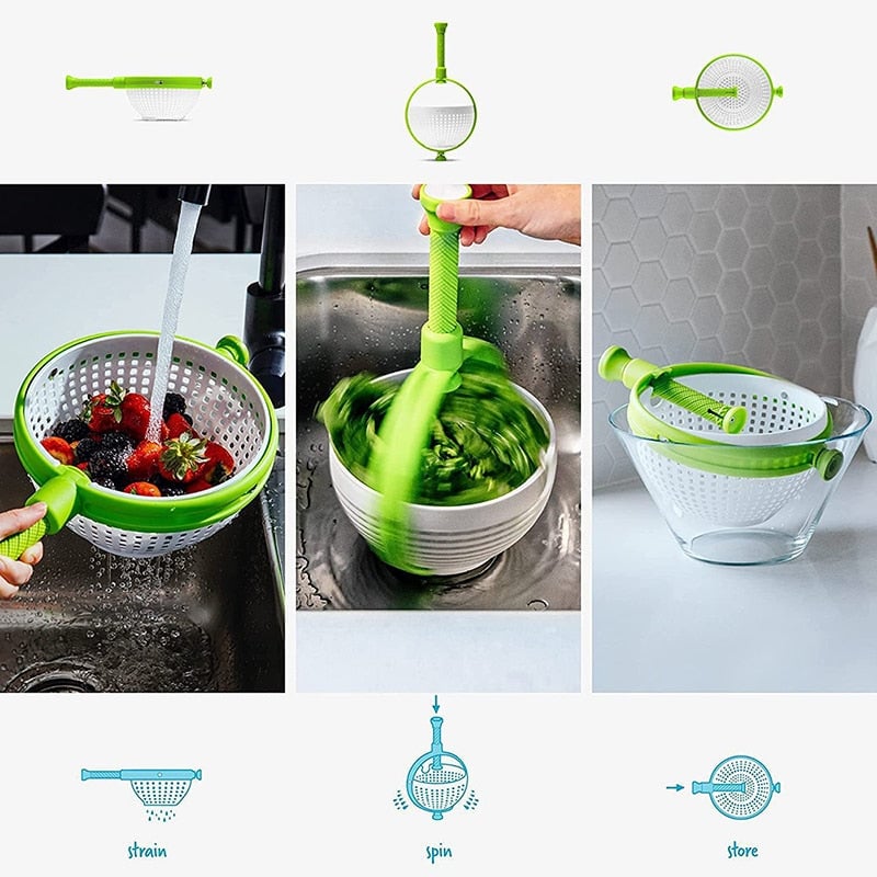 🔥Last Day Promotion 50% OFF🔥Vegetable Spinner Colander with Collapsible Handle