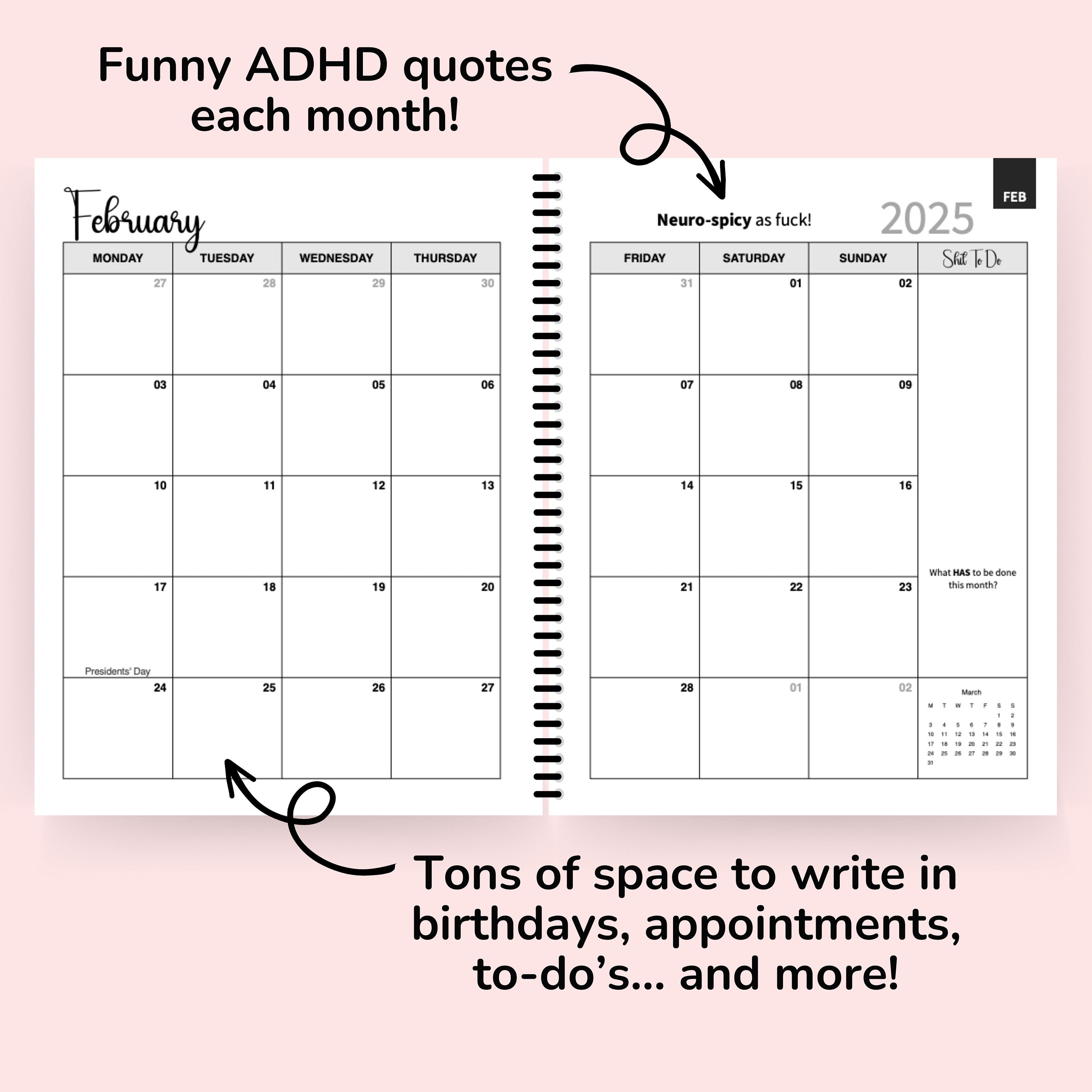 My Brain Has Too Many Tabs Open Planner | 2025 Funny Adult Daily ADHD Planner