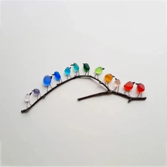 💗100% Hand-crafted - Sea Glass Rainbow Birds - BUY 2 FREE SHIPPING