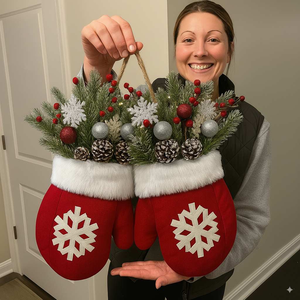 Handmade Christmas Mitten Wreath