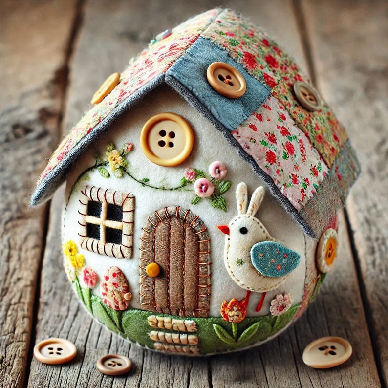 Patchwork Felt Egg House DIY Kit