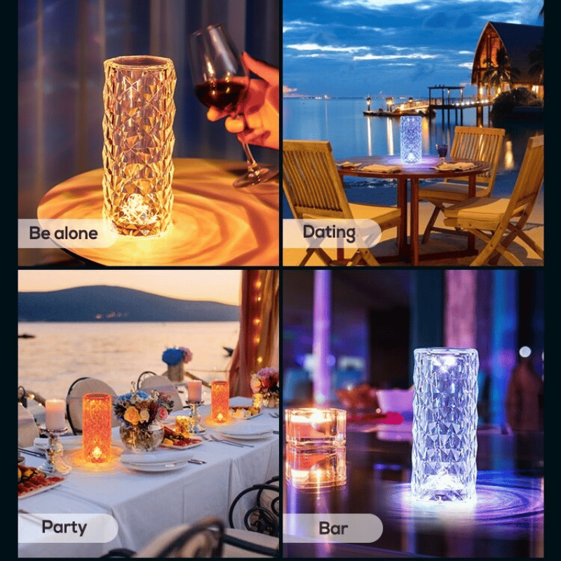 (🎁2024 New Year Hot Sale🎁)16 Colors Rose Rays Crystal Diamond Table Lamp