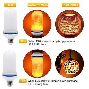 LED Flame Effect Flickering Fire Light Bulb with Gravity Sensor