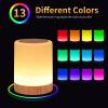 Touch Bedside Table Lamp,13 RGB Colors & 5 Brightness, USB Rechargeable Desk Lamp, Remote Control Dimmable Night Light with RGB Color Changing,Portable Lamp for Baby, Bedroom, Living Room