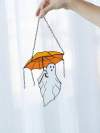 (Last Day Promotion - 70% OFF) Mystical Funny Ghost with Umbrella Stained Glass Suncather