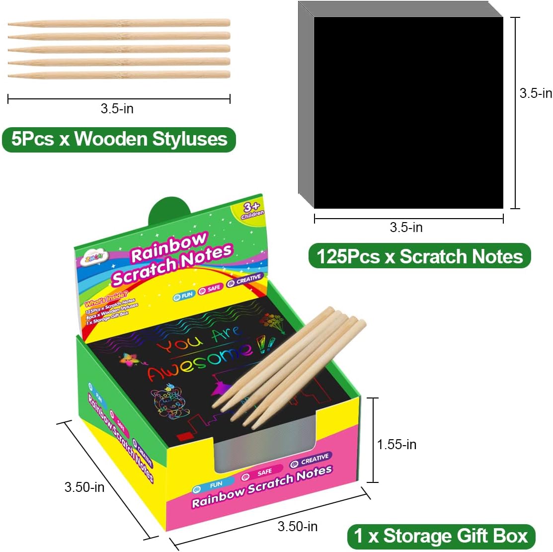 100 DIY Rainbow Magic Scratch Paper Art Set