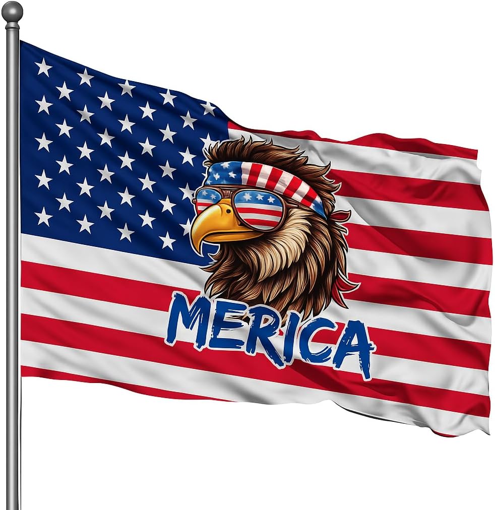The perfect 4th of July gift!🎁 - Funny American Flag Bald Eagle MERICA 3’ x 5’