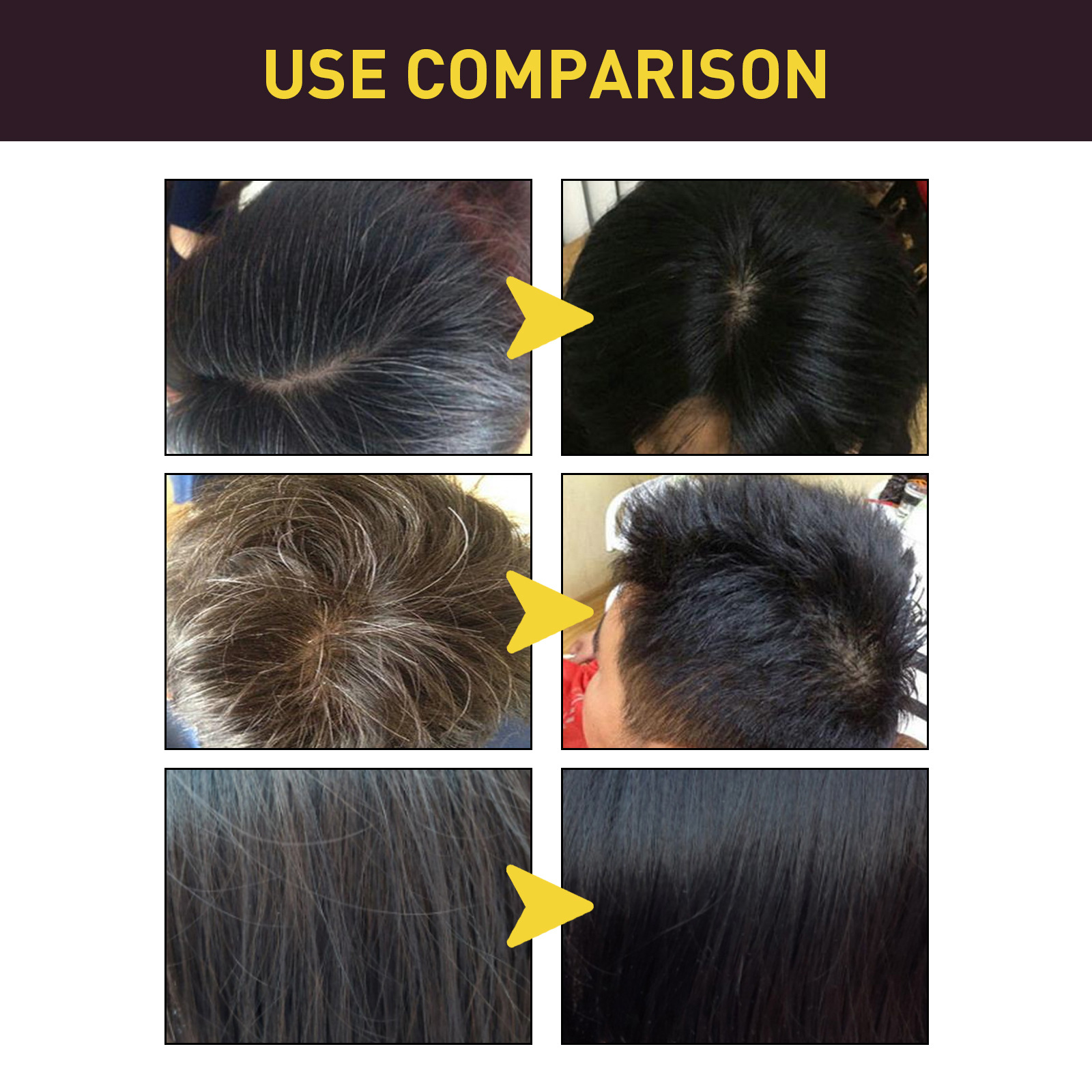 Black Hair Dye Shampoo Instant 3 in 1-100% Black Coverage