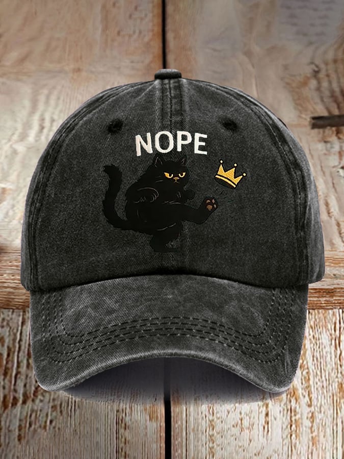 Retro No Kings In America Cat Crown Nope Baseball Cap