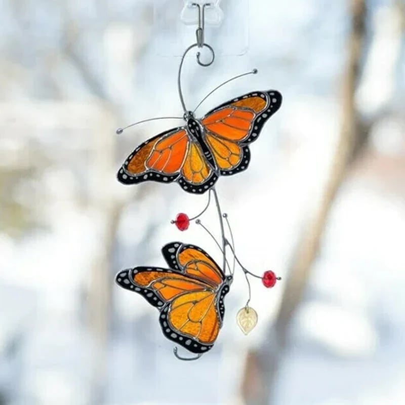 🔥LAST DAY 70% OFF🔥Stained Monarch Butterfly Glass Window Decor