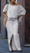 Women's Round Neck Tencel Casual Suit
