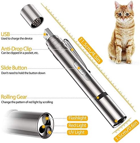 VOVIGGOL LED Pointer für Katzen Spielzeug, 7 in 1 und 5 Muster USB Wiederaufladbar Interaktives Spielzeug für Katzen Light Licht Spielzeug für Haustiere Hund Kätzchen Trainingsgerät