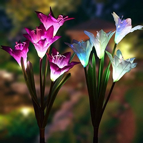 Solar Powered Lily Flower Light (1 Pack of 4 Lilies)