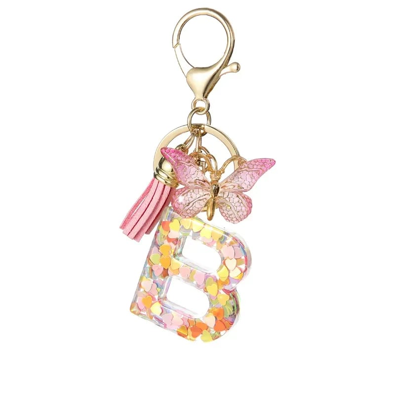 🔥Last Day 50% OFF - Butterfly Letter Keychain Tassel Design Vibrant Durable Lightweight Gift
