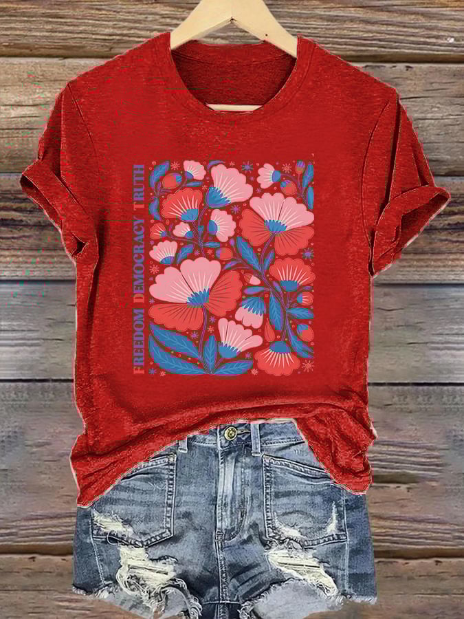 Women's casual FDT freedom democracy truth T-shirt