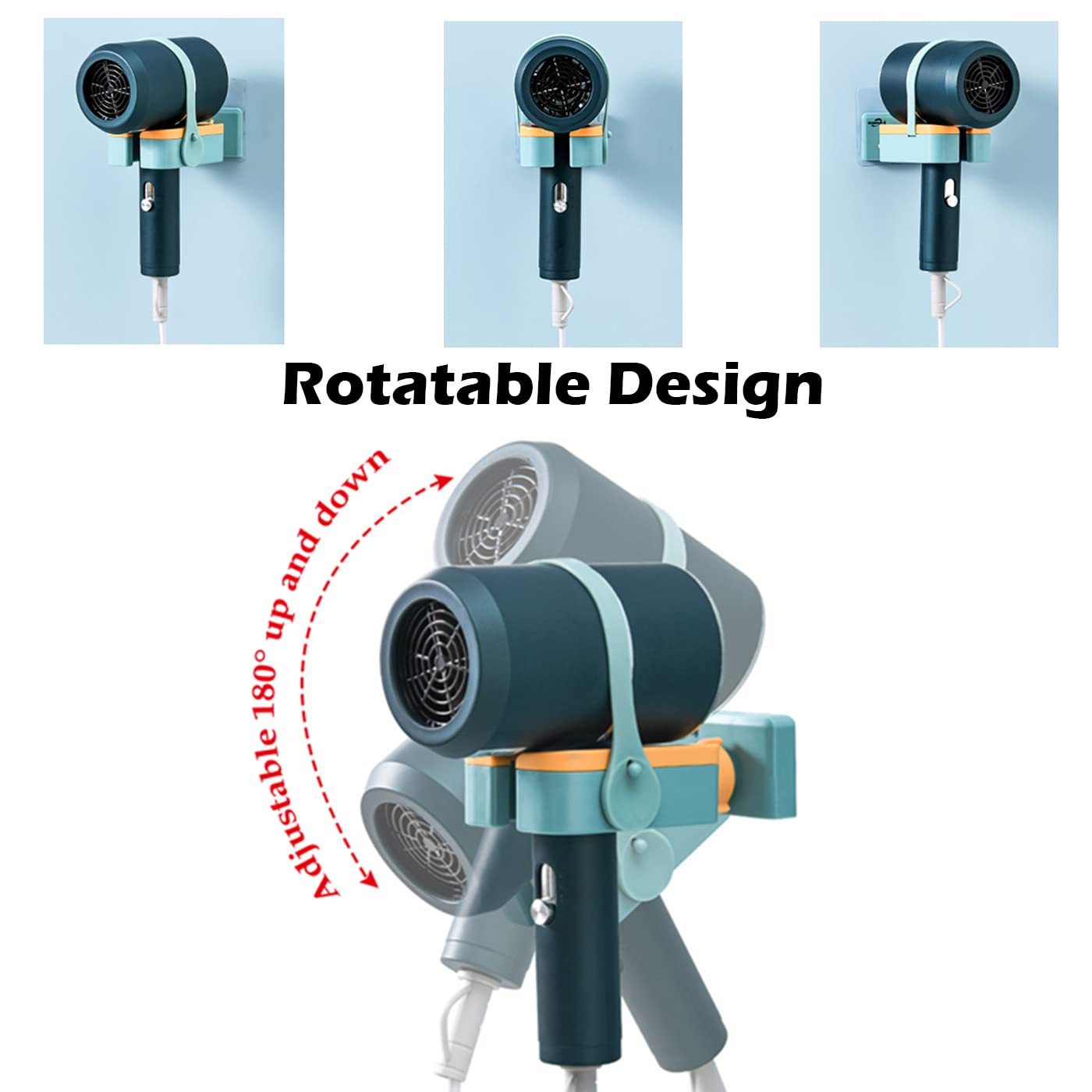 (Last Day Promotion - 50% OFF) Rotatable Wall Mounted Hair Dryer Holder, BUY 3 GET 2 FREE & FREE SHIPPING