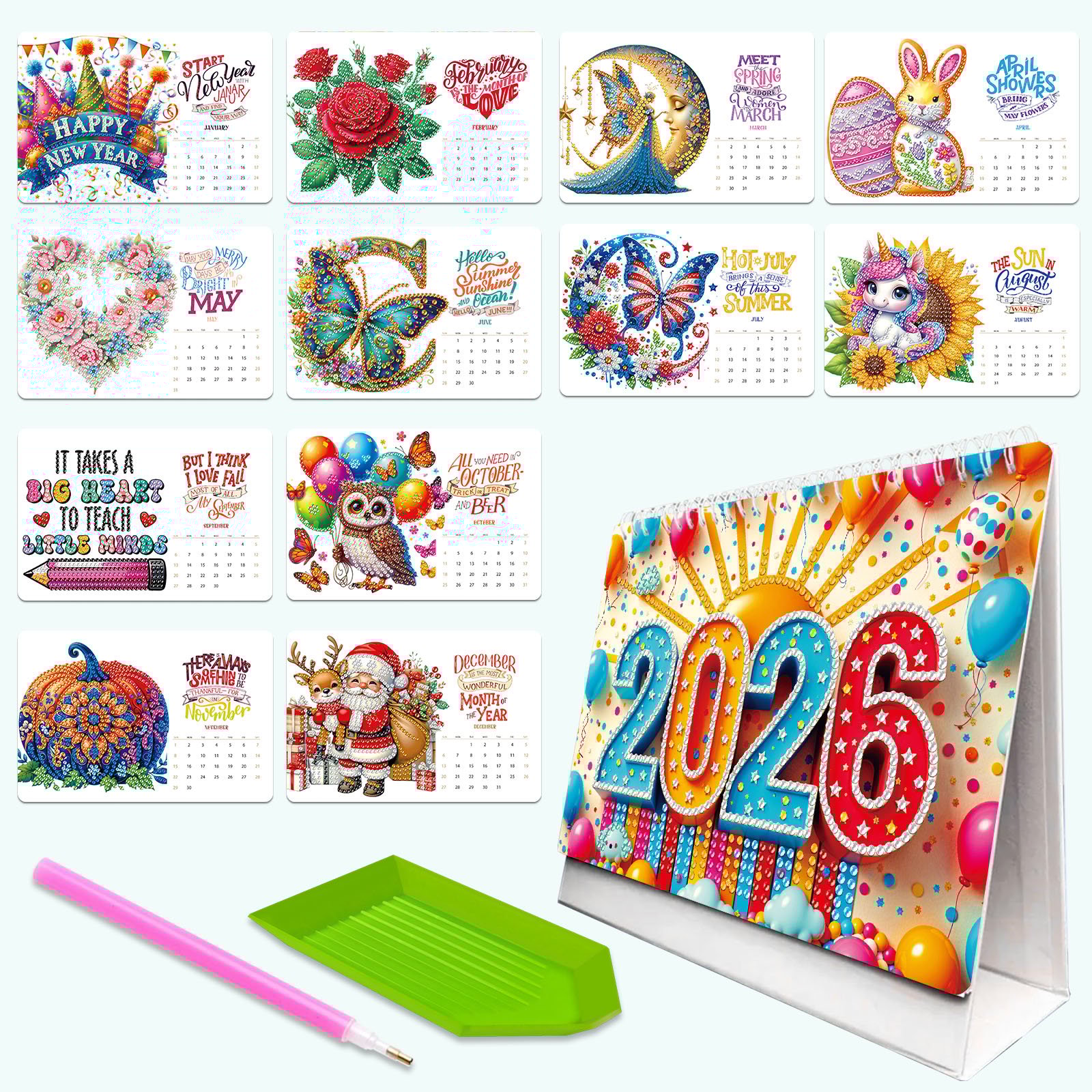 🔥Last Day Promotion 50% OFF🔥2026 DIY Special Shape Desktop Diamond Standing Calendar