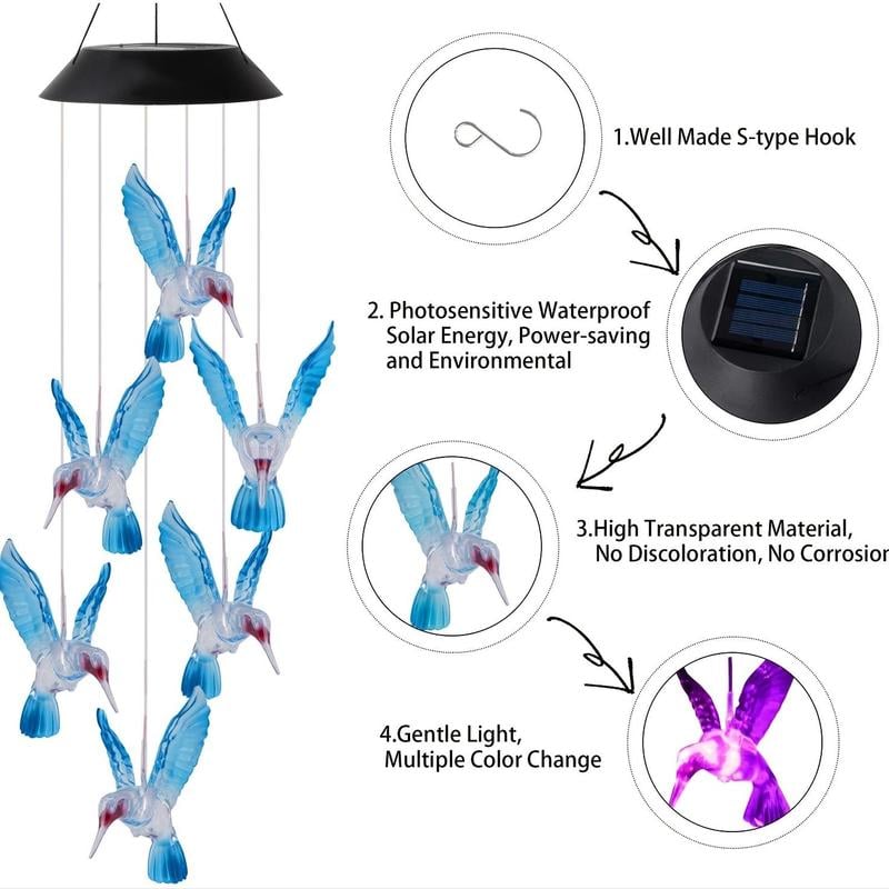🔥Last Day Promotion 70% OFF🔥Creative Bird Design Solar Wind Chimes⚡️Buy 2 Free Shipping