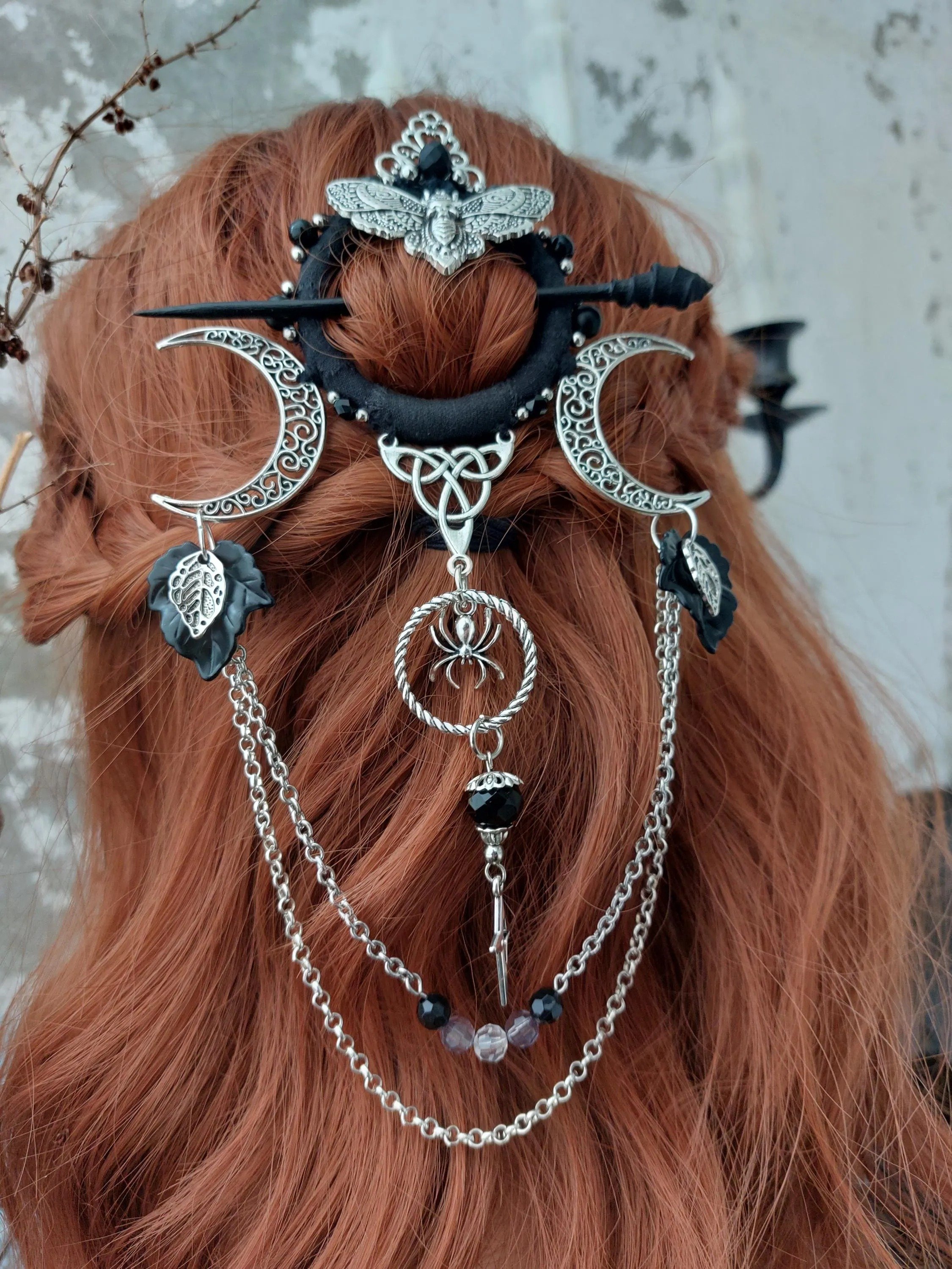 🔥LAST DAY 50% OFF🧙‍♀️Handmade Goddess of the Night Witchy Hair Pin