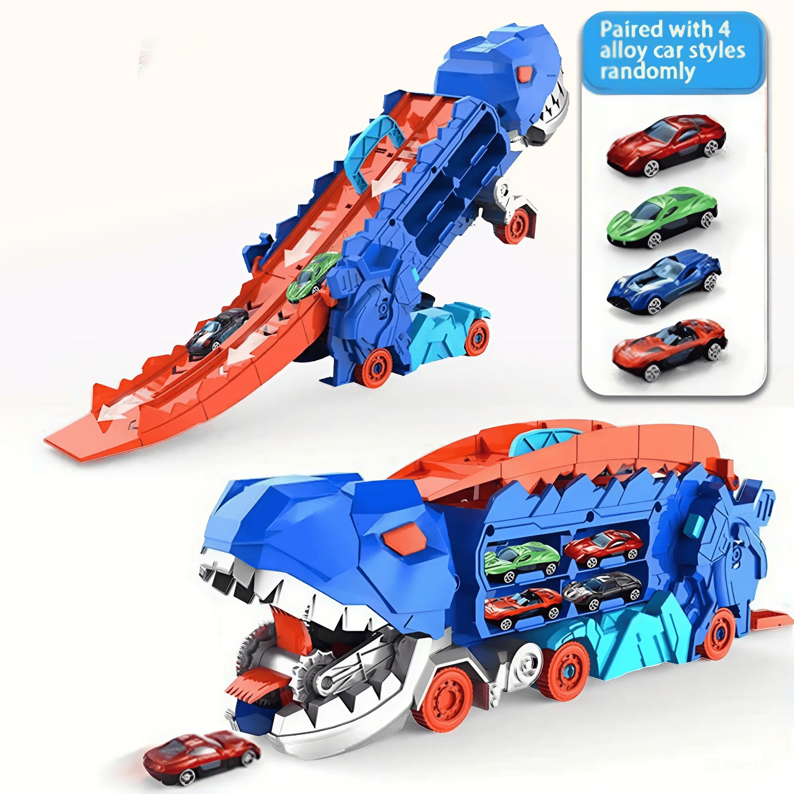 🚗 FREE SHIPPING🚗Transform Dinosaur Transport Devouring Truck With Foldable Sliding Track