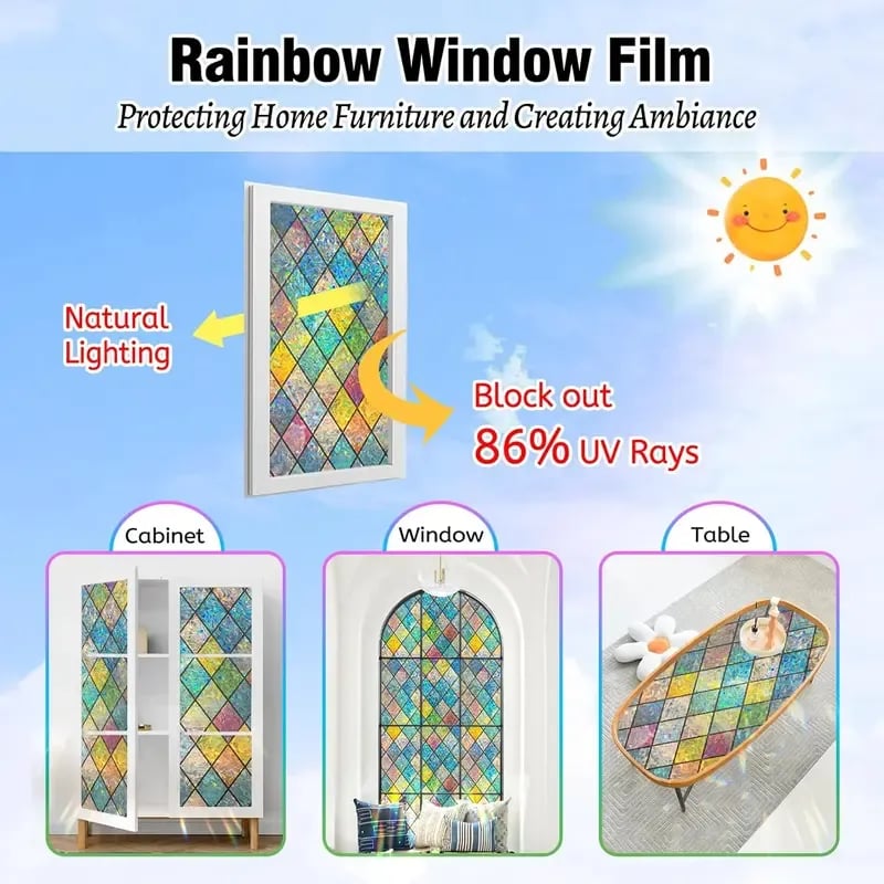 💖Hot 48% OFF🌹🌈 Rainbow Stained Glass Window Film