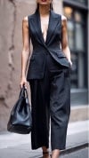 Women's Collar Vest+pants Commuting Style Set