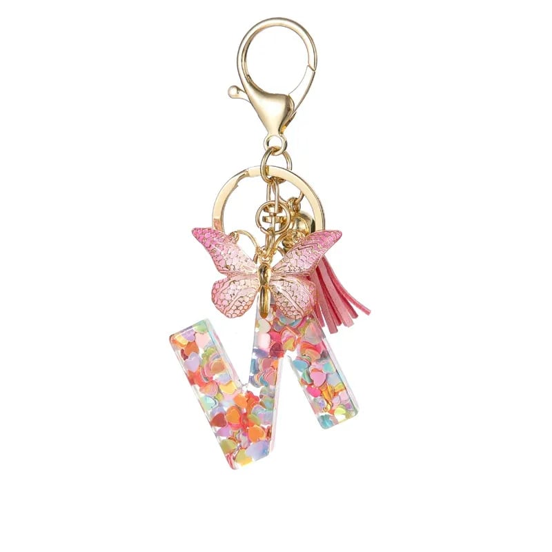 🔥Last Day 50% OFF - Butterfly Letter Keychain Tassel Design Vibrant Durable Lightweight Gift