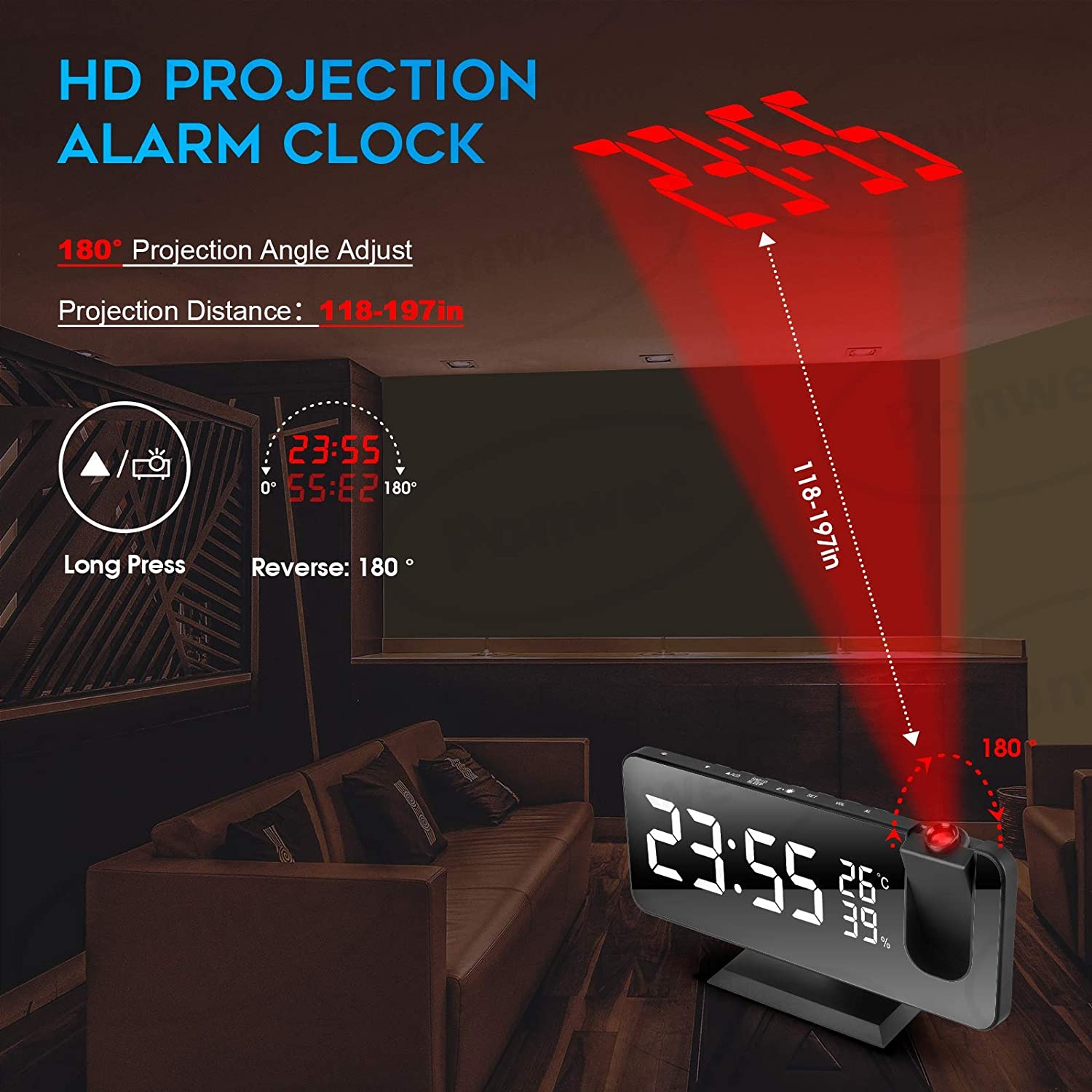 (Summer Hot Sale-40% OFF) Projection Alarm Clock-BUY 2 FREE SHIPPING