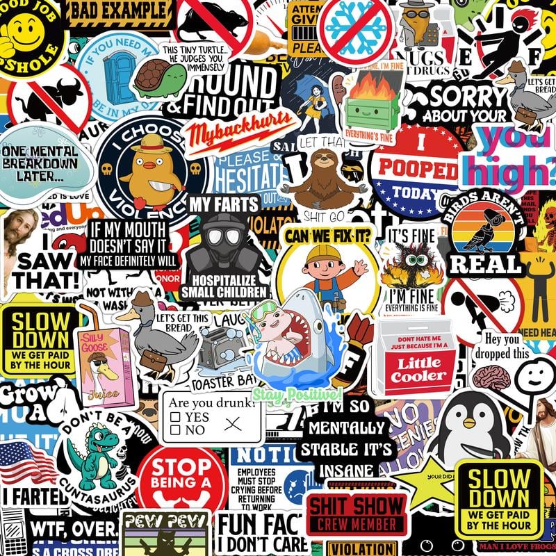 150 funny stickers for adults  ，Suitable for bumpers, safety helmets, water bottles, colleagues, computers