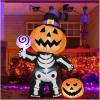 🔥Last Day Promotion - 60% OFF🎁6 FT Outdoor Halloween Inflatables Pumpkin with Skull Body & LED Lights