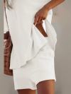 🔥Women's Casual Solid Color Suit with Slit Top and Shorts