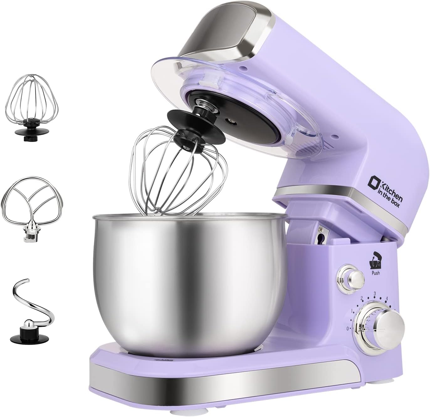 Kitchen in the box Stand Mixer,3.2Qt Small Electric Food Mixer,6 Speeds Portable Lightweight Kitchen Mixer for Daily Use with Egg Whisk,Dough Hook,Flat Beater (Blue)