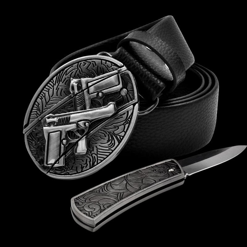 (🔥Last Day Promotion- SAVE 48% OFF)Fashion Punk Men's Genuine Leather Belt With Knife-Buy 2 Free Shipping
