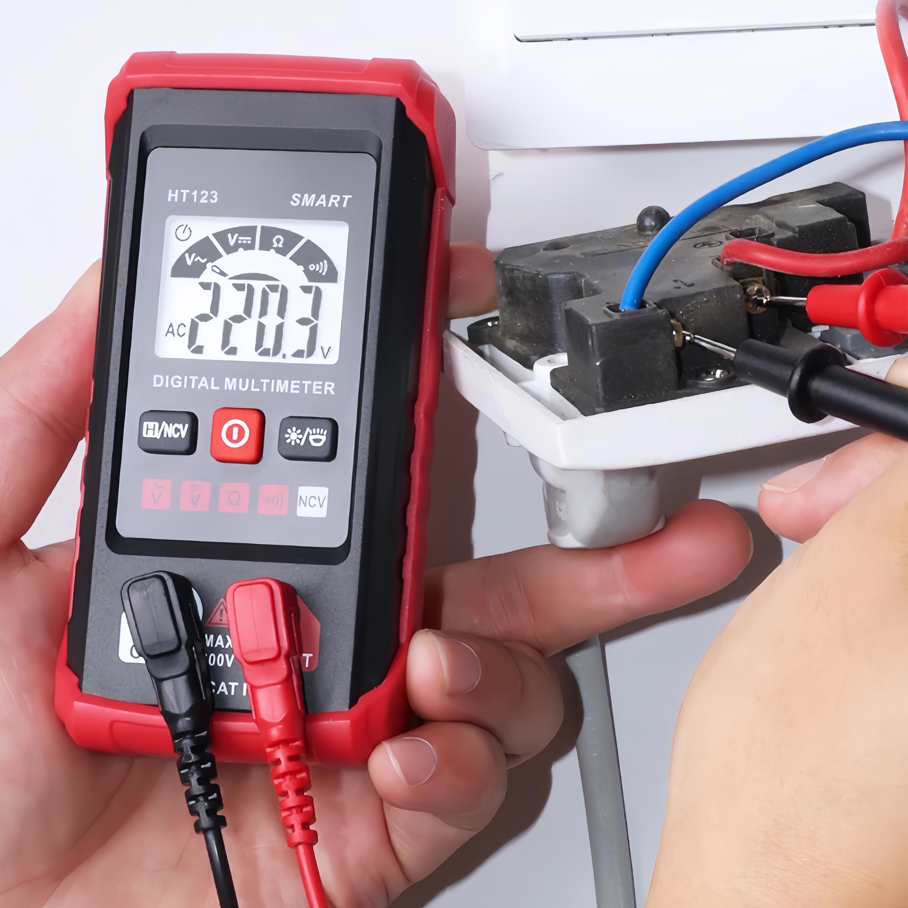 👍Neues automatisches Digitalmultimeter HT – mit berührungsloser Spannungsfunktion für Wechsel-/Gleichspannung (rot)