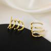 PANSHI Sterling Silver Post Cubic Zirconia Half Hoop Stud Earrings Looks Like 4 Gold Hoop Earrings for Women