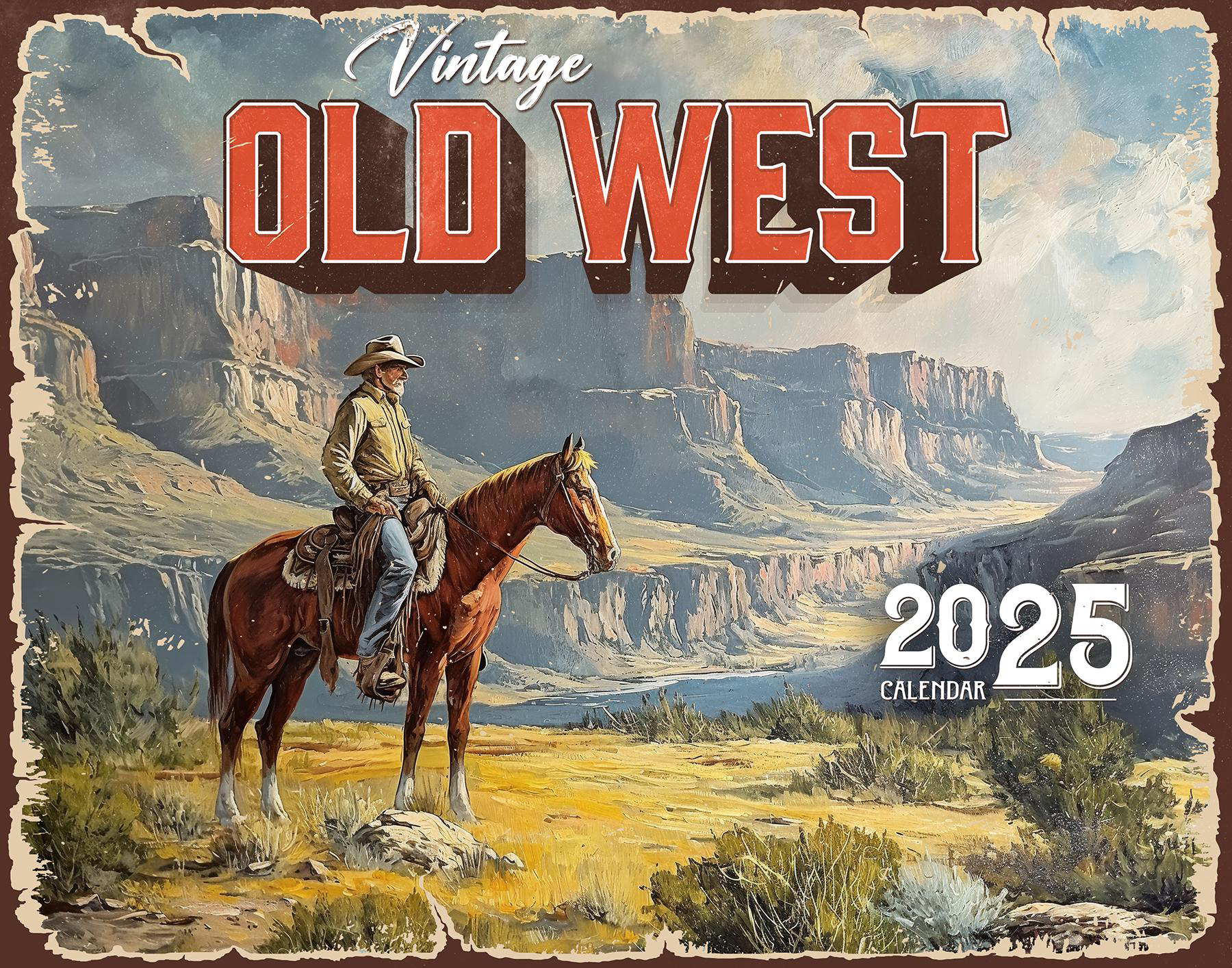 2025 Vintage Old West Wall Calendar