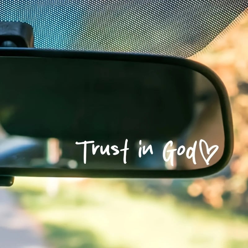 🔥Letzter Tag 50% RABATT- -Trust in God Car Rearview Mirror Sticker, Car Rearview Mirror Decal, Inspirational Vinyl Sticker, Ideal Christian Gift
