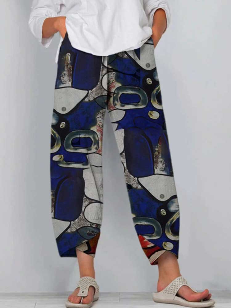 Women Colorful Loose Print Elastic Waist Pants