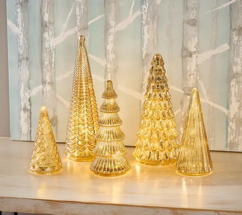 🔥Last Day 60% OFF -BFF Collection Set of 5 Illuminated Mercury Glass Trees